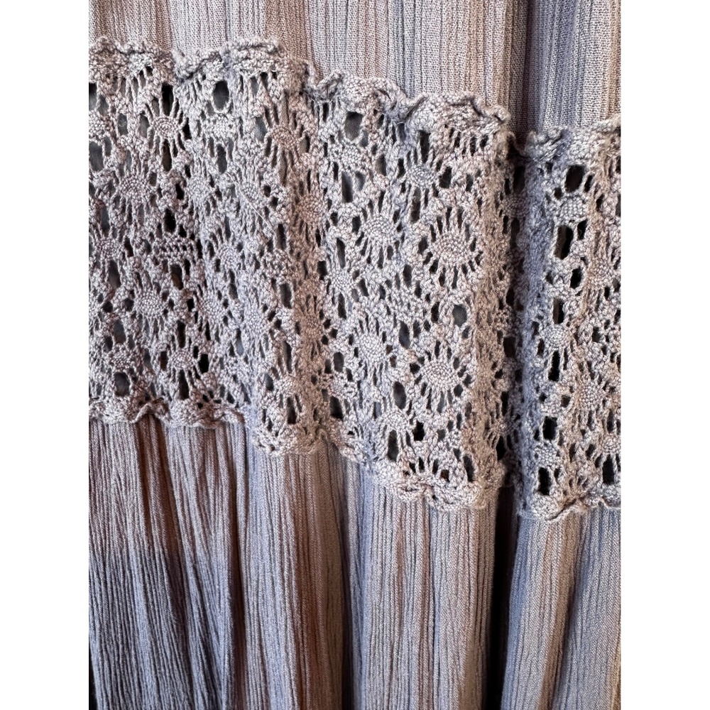 Free People Dream On Maxi Dress Dusty Lavender Purple Boho Lace Tiered Medium - Picture 7 of 9